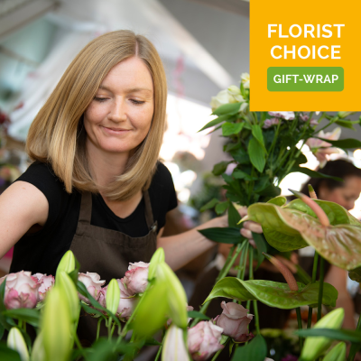 Florist Choice Gift-Wrap - This traditional wrap of flowers will be professionally made with the finest blooms on the day.